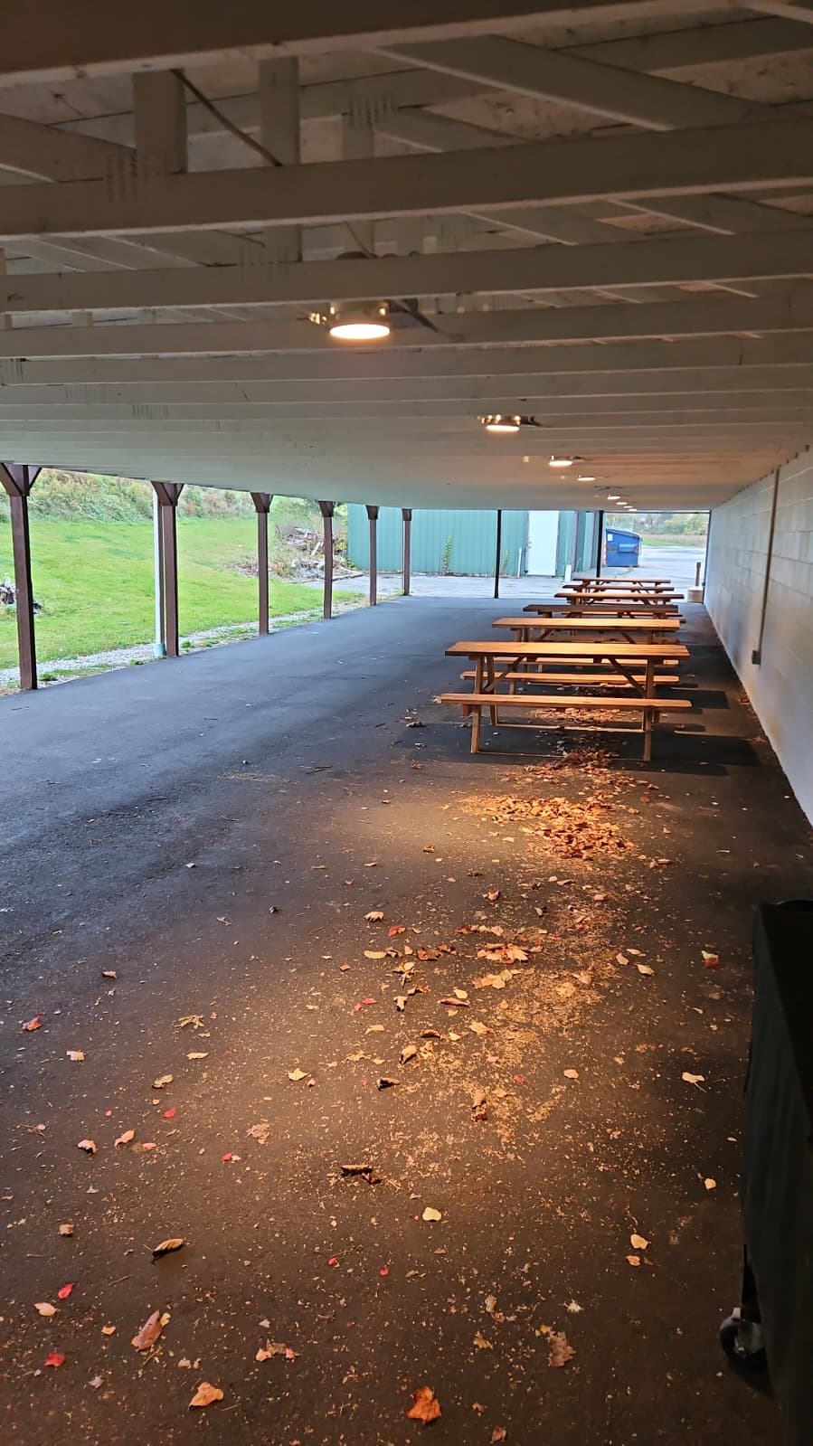 Actual covered pavilion with picnic tables at Greenville Memorial VFW Post 3175